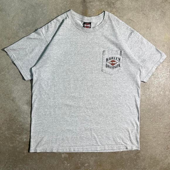 Y2K 2007 Harley Davidson Pompano Beach Florida Pocket Tee Mens XL Biker Shirt - Picture 1 of 6